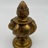 Paire d’embouts de tringle à rideau ancien flamme en bronze doré