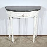 Console demi-lune en bois rechampi, style Louis XVI, début XIXème