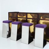 Large oxidized and patinated brass bar by Isabelle and Richard Faure 1970