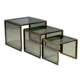 Tables basses vintage en acajou et verre, design, Italie, années 1960-1970