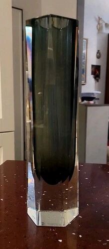 Vase Vintage En Verre Murano Sommerso Goutte Gris Fumé Transparent Années 6