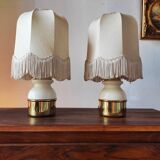 Pair of brass lamps