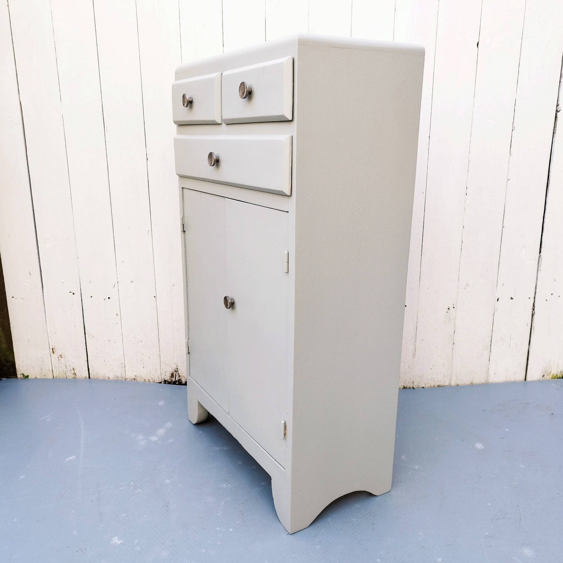 Vintage gray painted wood side furniture
