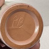 Vintage ceramic, 70" vintage cornflower enameled brush pot to identify