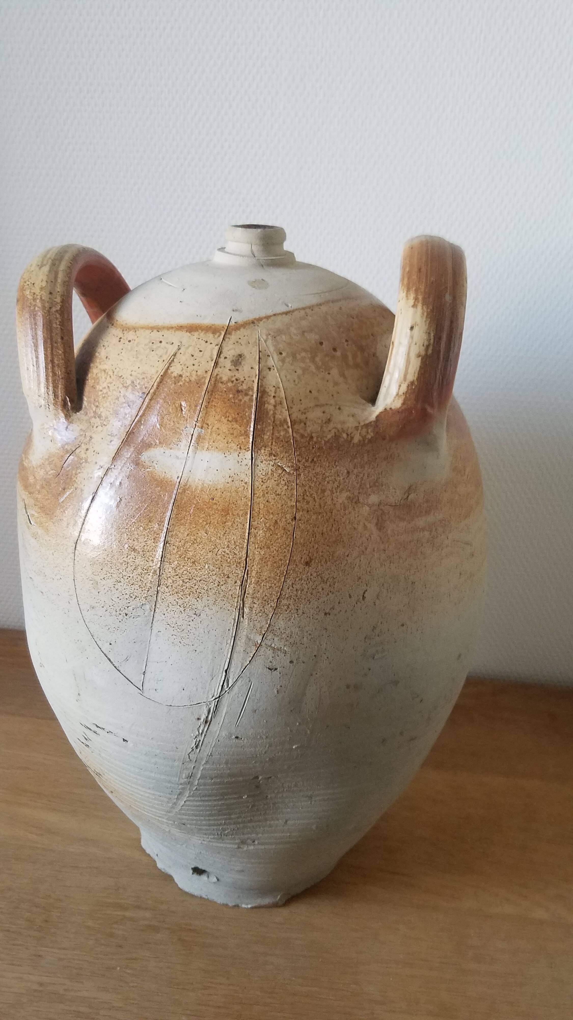 Large old stoneware jar from the 19th century