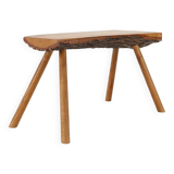 Brutalist tree trunk coffee table in solid oak, ca. 1950