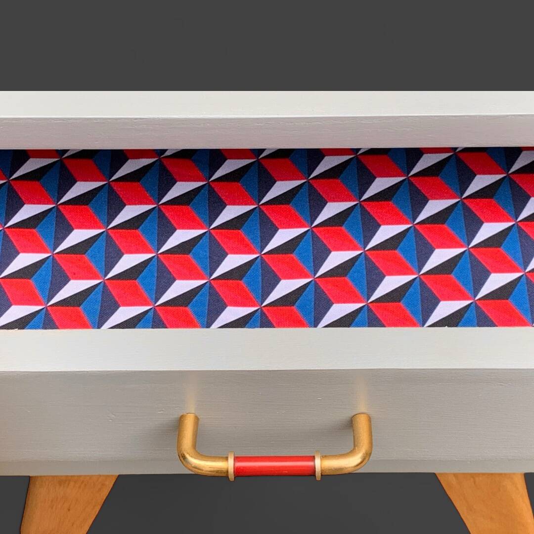 Pair of vintage 1950s compass foot bedside tables