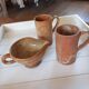 2 mugs + stoneware creamer