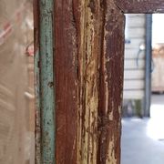 Old Burmese teak mirror with beautiful blue polychromy & original ecru 89x149cm