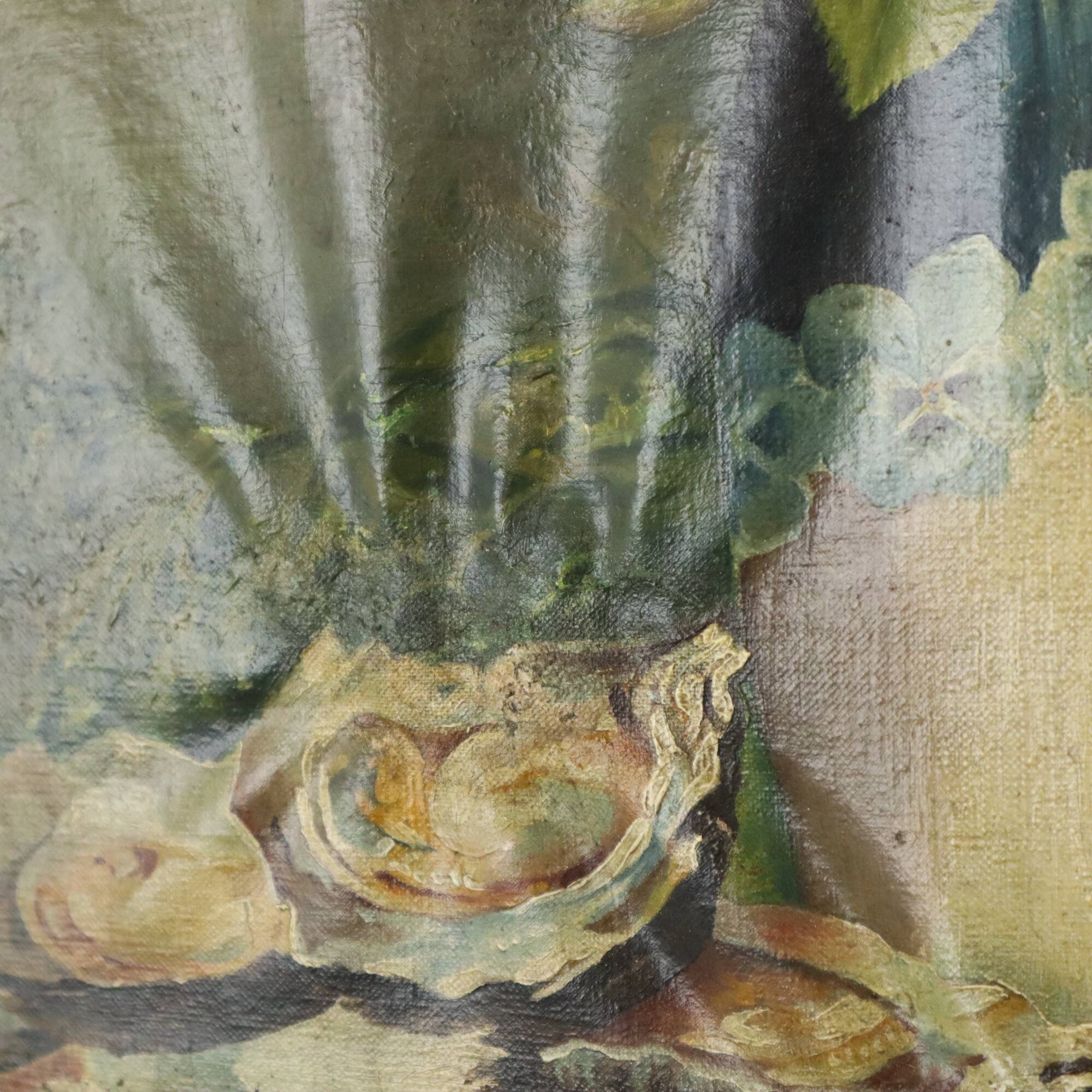 Antique French Painting Still Life Oil on Canvas Signed L. Bouchu 1912