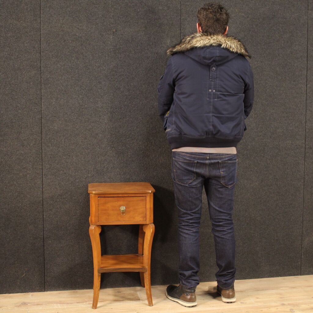 Italian side table in cherry, walnut and fruitwood