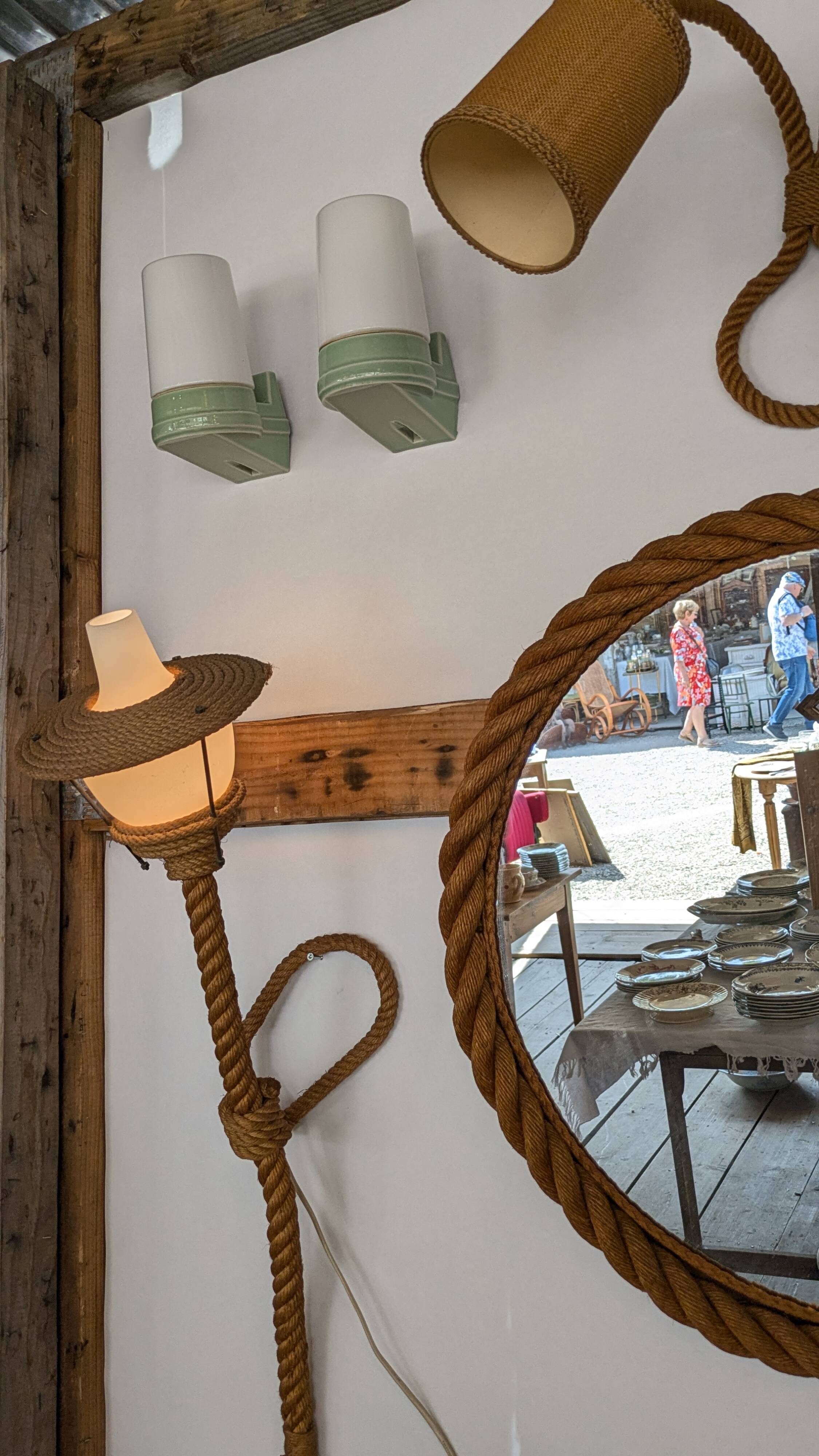 Pair of rope mirrors by Audoux Minet from the 1950s/60s.