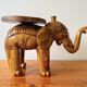 Support de plante en bois vintage en forme d'éléphant