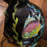 Vintage Vallauris aquarium fish table lamp