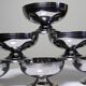 6 vintage bistro-style stainless steel dessert bowls on feet
