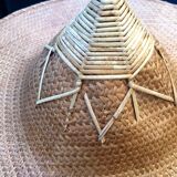 Pointu wicker hat vintage asian crafts 1980