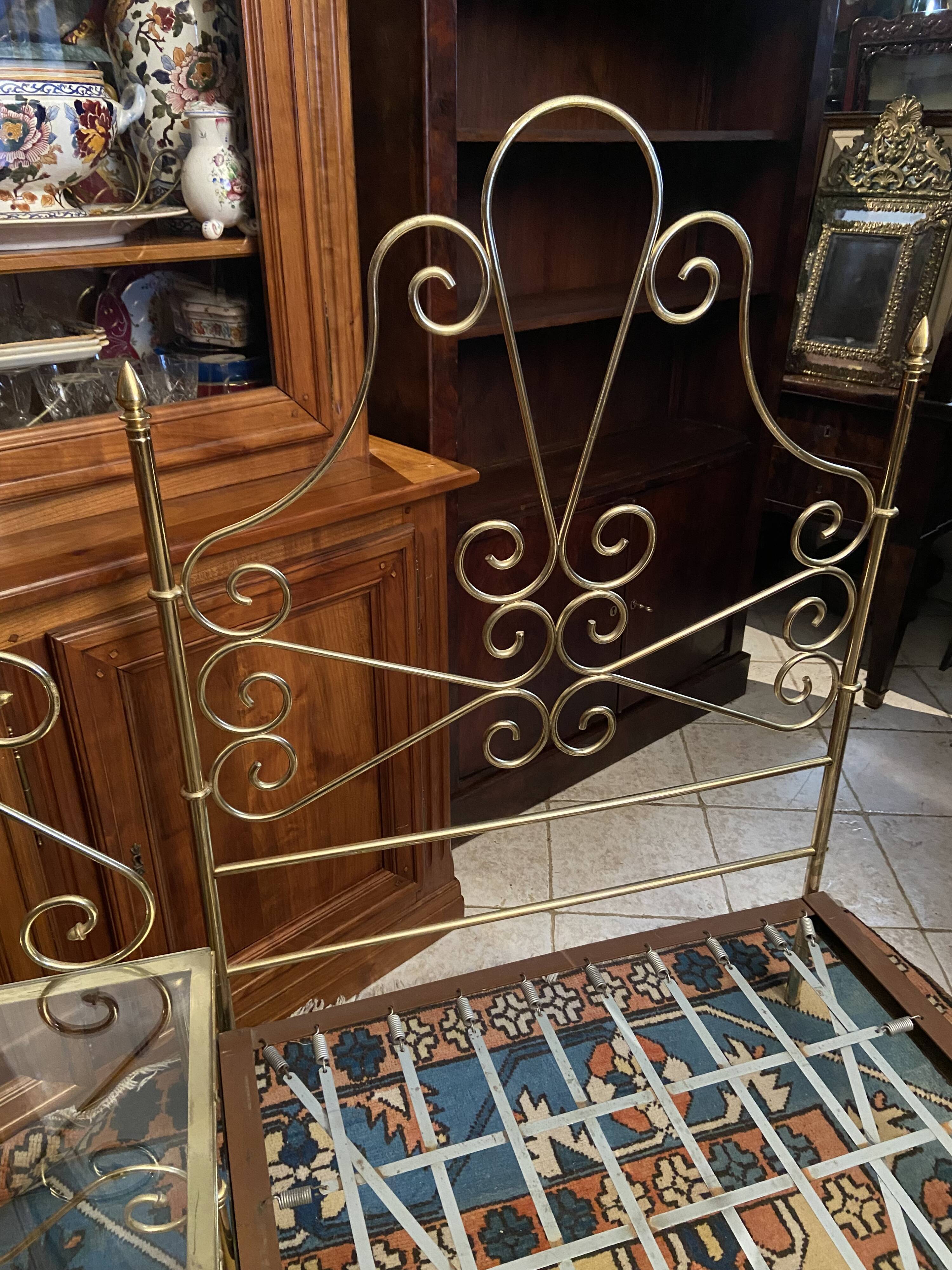 One person romantic bed with bedside table brass bedroom chair