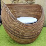 Vintage bohemian rattan armchair
