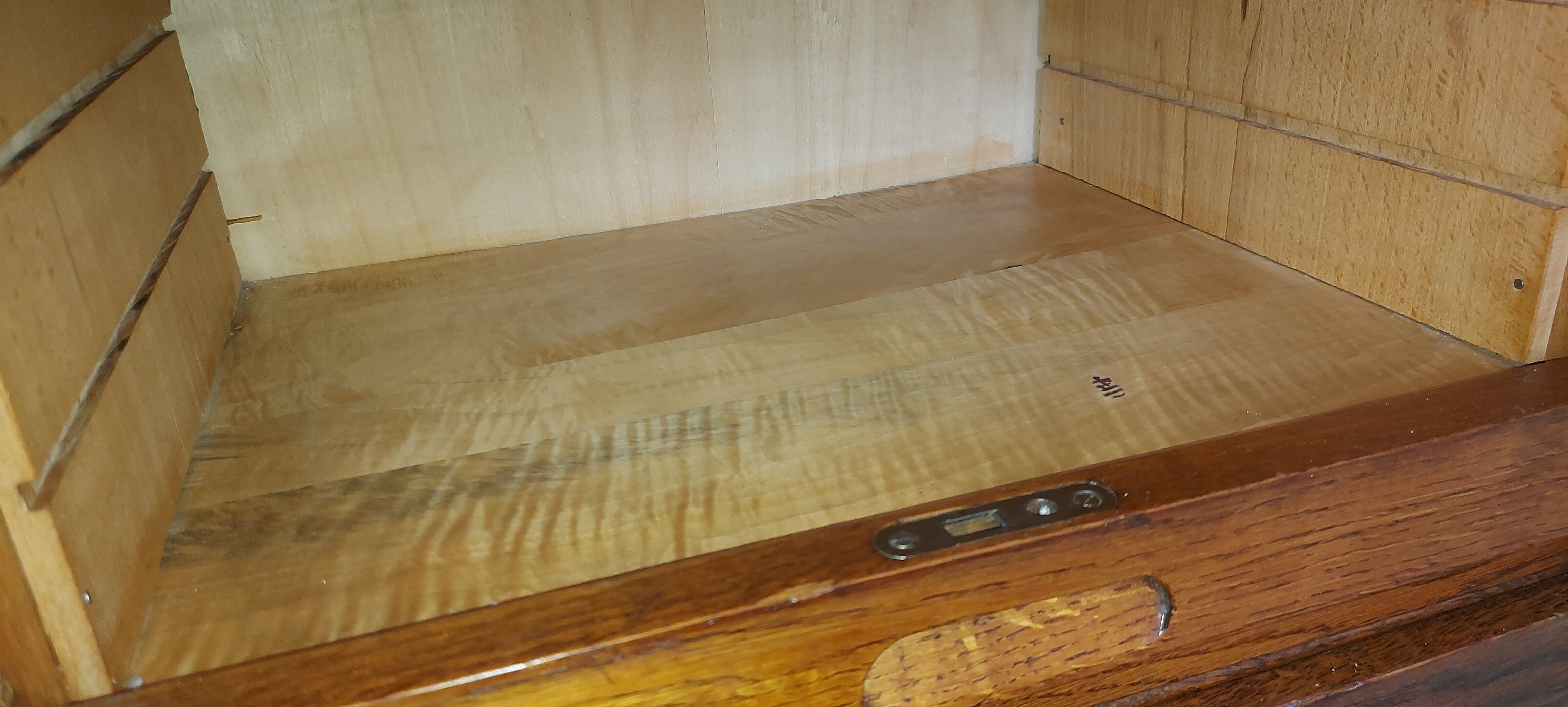 Double frame cabinet with solid oak curtains 50s