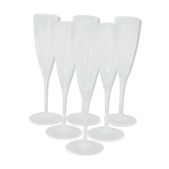 6 flûtes à champagne en cristal de baccarat signé modèle dom pérignon