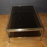 Coffee table with double trays in chrome and gold around 1970