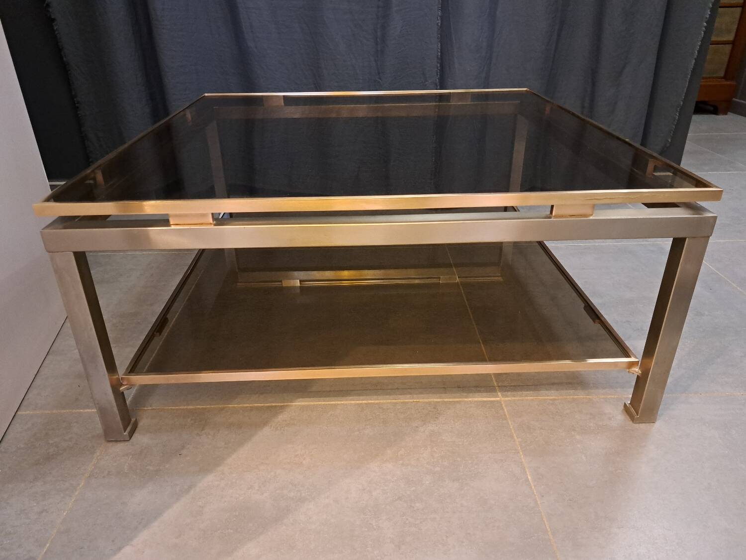 Guy Lefevre coffee table in steel and bronze