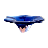 Organic-shaped intense blue Murano glass trinket bowl circa 1970