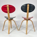 Paire de chaises bow wood n°3 edition Steiner 1950