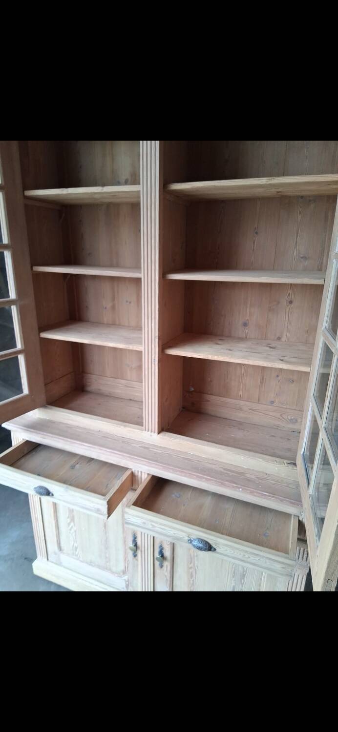 Bibliothèque deux corps du XIXè en sapin massif