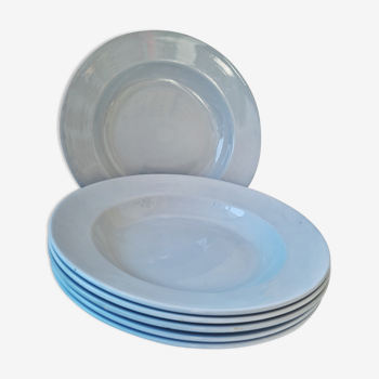 Lot de 6 assiettes creuses bleu Sarreguemines