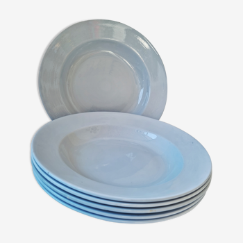 Set of 6 hollow plates blue Sarreguemines
