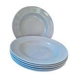 Set of 6 hollow plates blue Sarreguemines