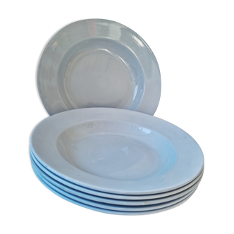 Set of 6 hollow plates blue Sarreguemines
