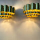 Pair of pendant lamps vintage Thorsten Orrling,solid brass, Suede 1960
