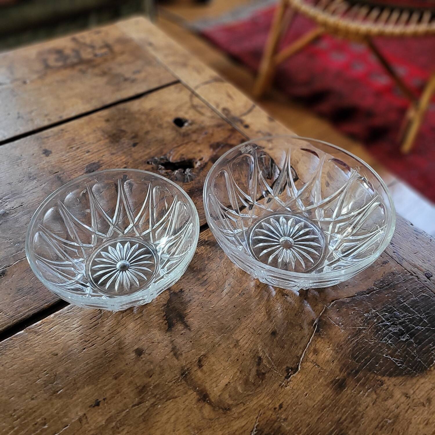 Pair of molded glass salad bowls – 1960s-70s