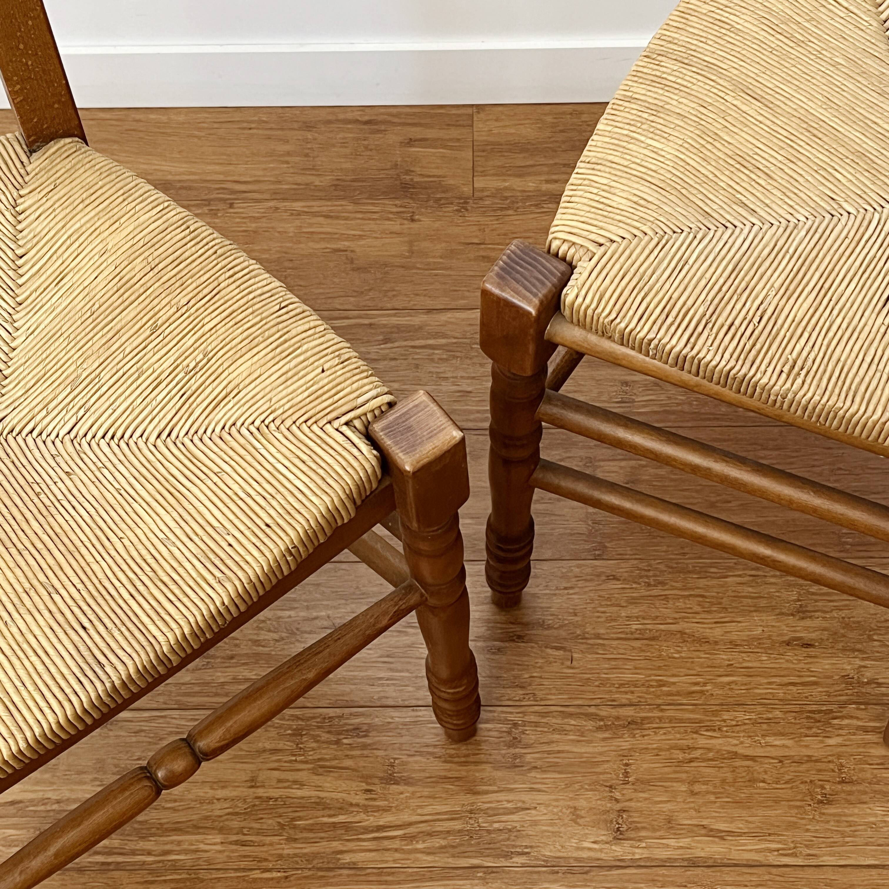 Pair of straw country chairs