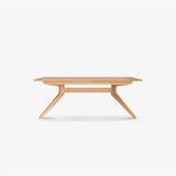 Wooden dining table with a cross extension.