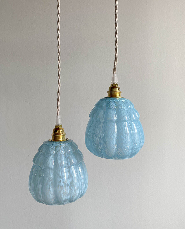 Sky blue opaline globe suspension