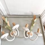 Pair of metal flower wall lights