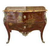 Commode de style Louis XV en laque rouge époque 1900