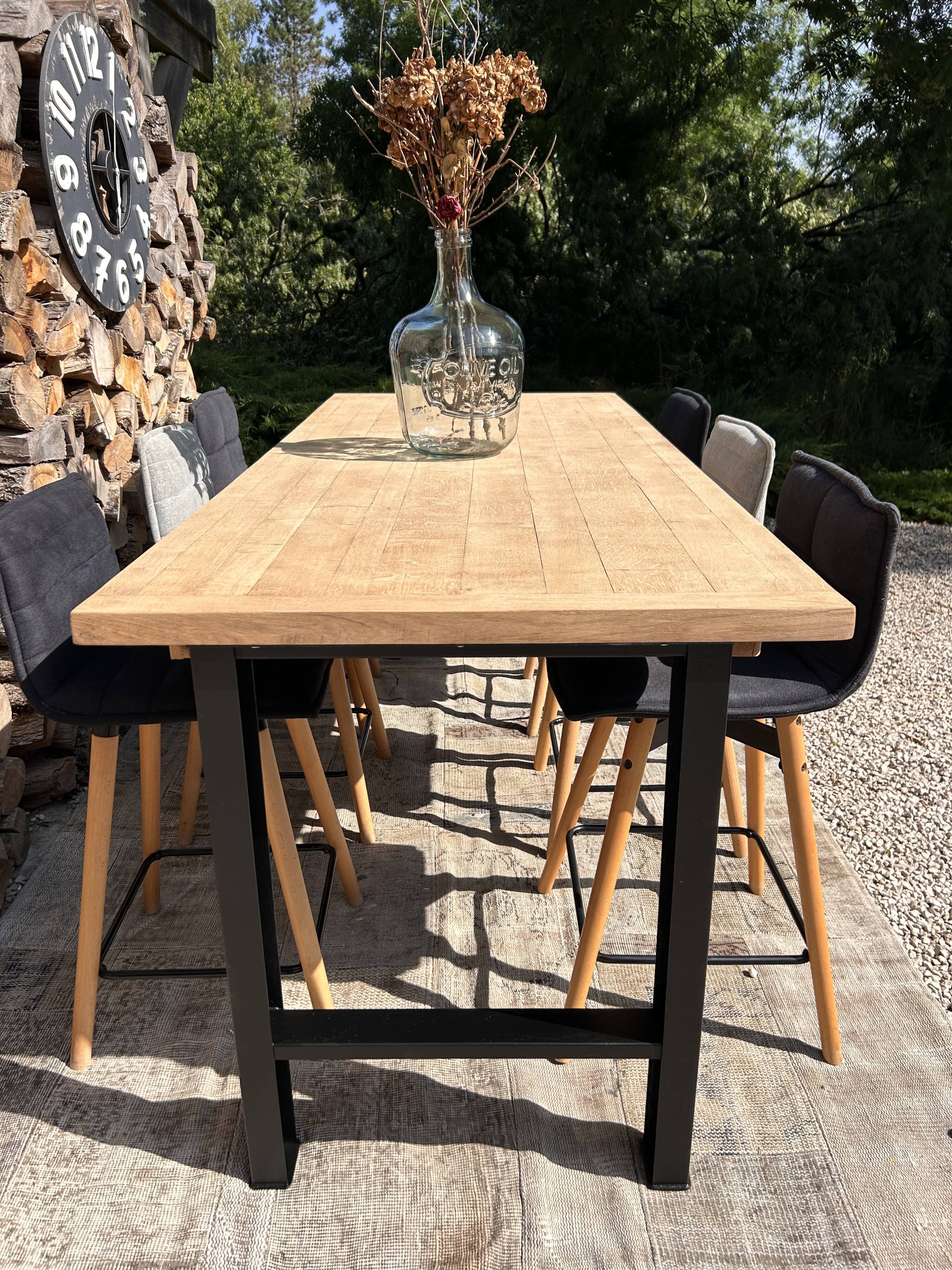 High table, island in wood and metal