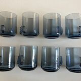 Set of 8 glasses Scandinavian cups Denby-Milnor mid century modern ice blue