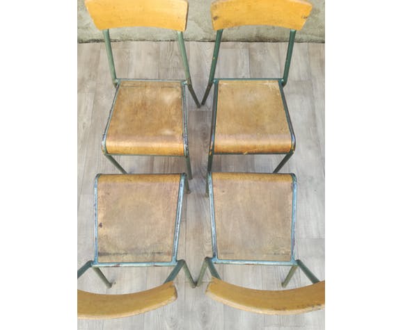 Lot de 4 chaises d'ecole vintage stella