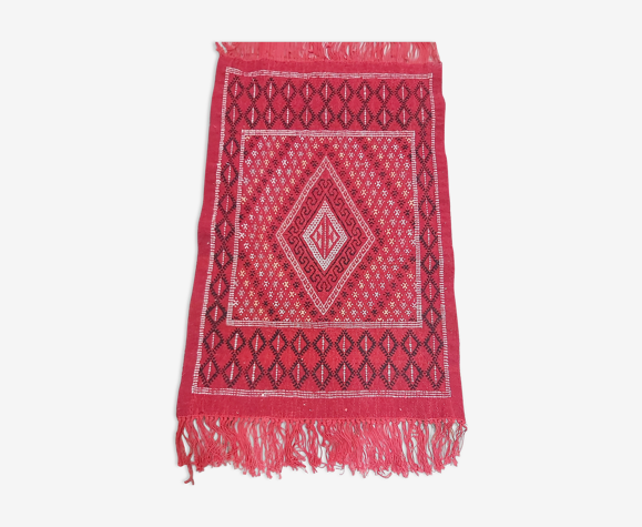 Handmade red margoum carpet in pure wool, 105x70 cm
