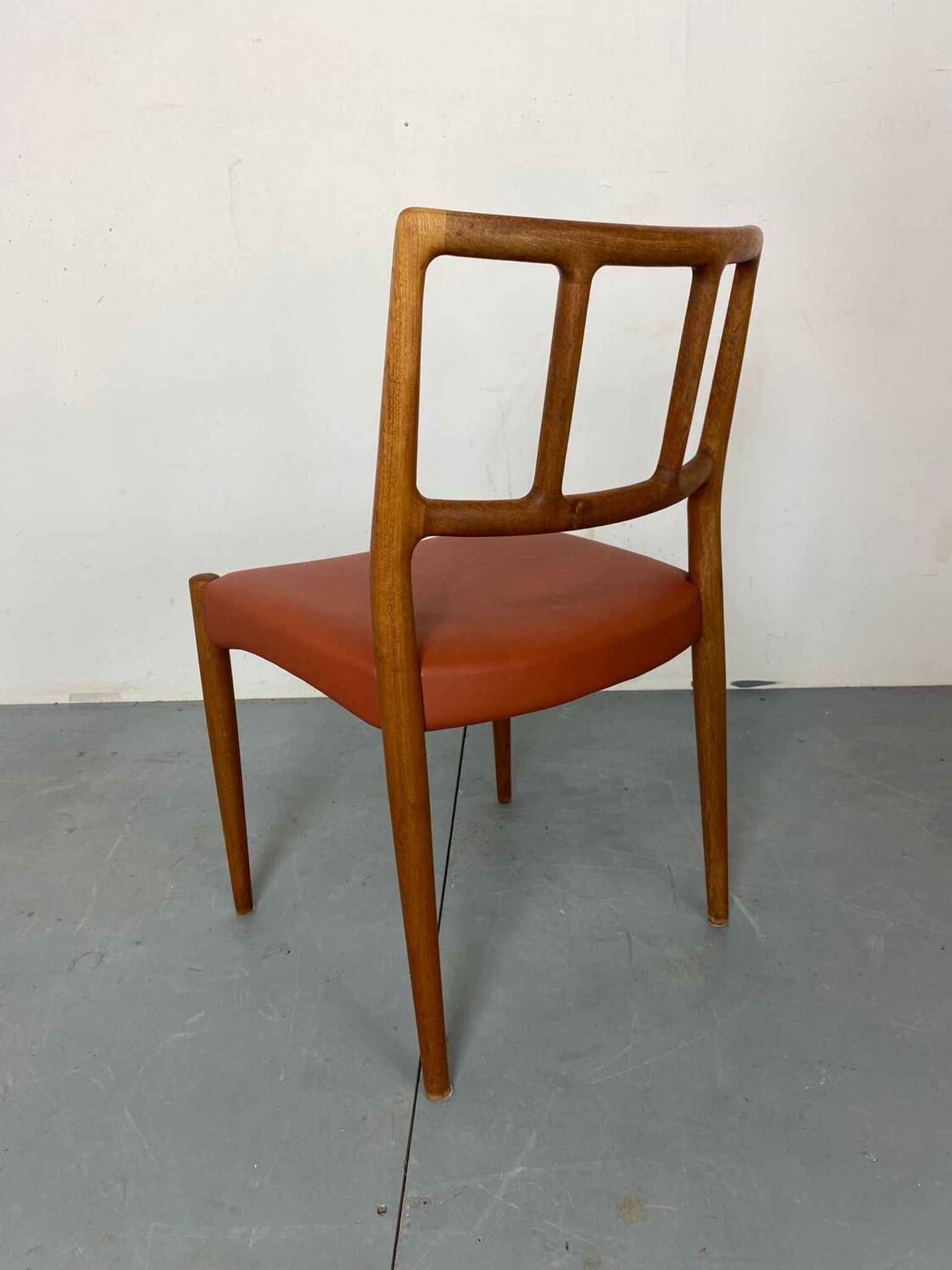 Mid-Century Danish Teak and Leather Dining Chairs by Johannes Andersen for Uldum Møbelfabrik, 1950s, Set of 4