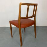 Mid-Century Danish Teak and Leather Dining Chairs by Johannes Andersen for Uldum Møbelfabrik, 1950s, Set of 4