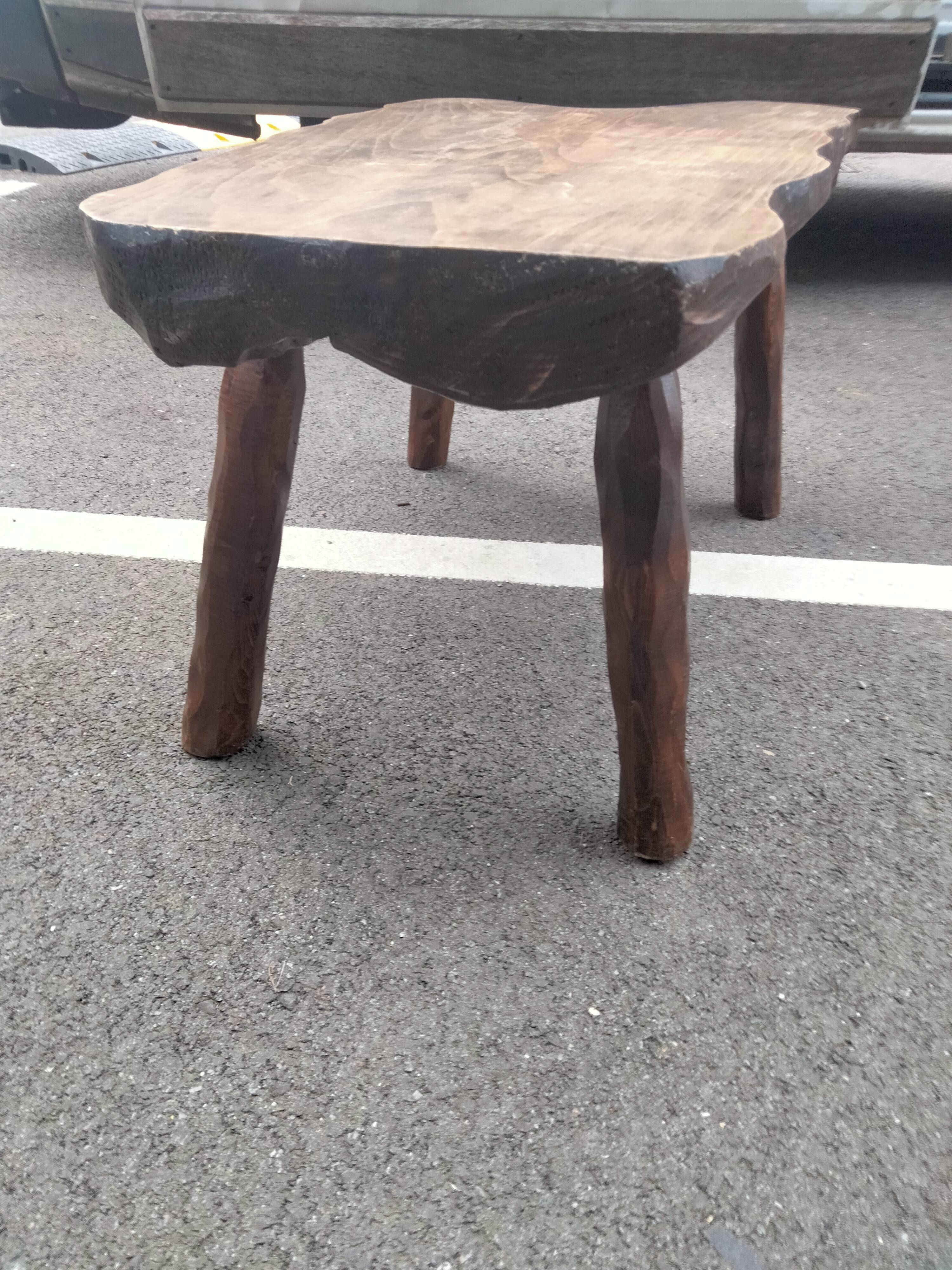 Old wooden side table vintage tree trunk décor