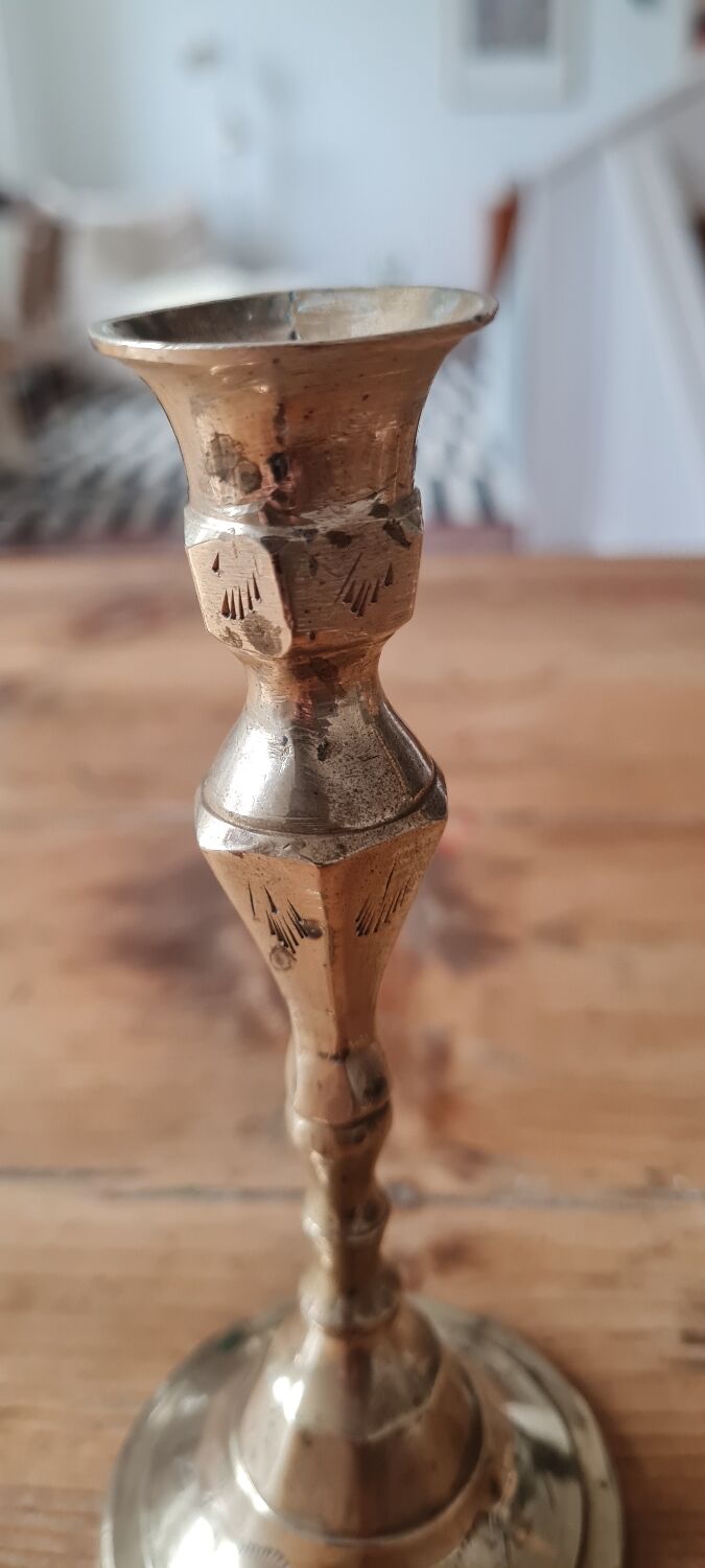 Pair of gilded brass candle holders