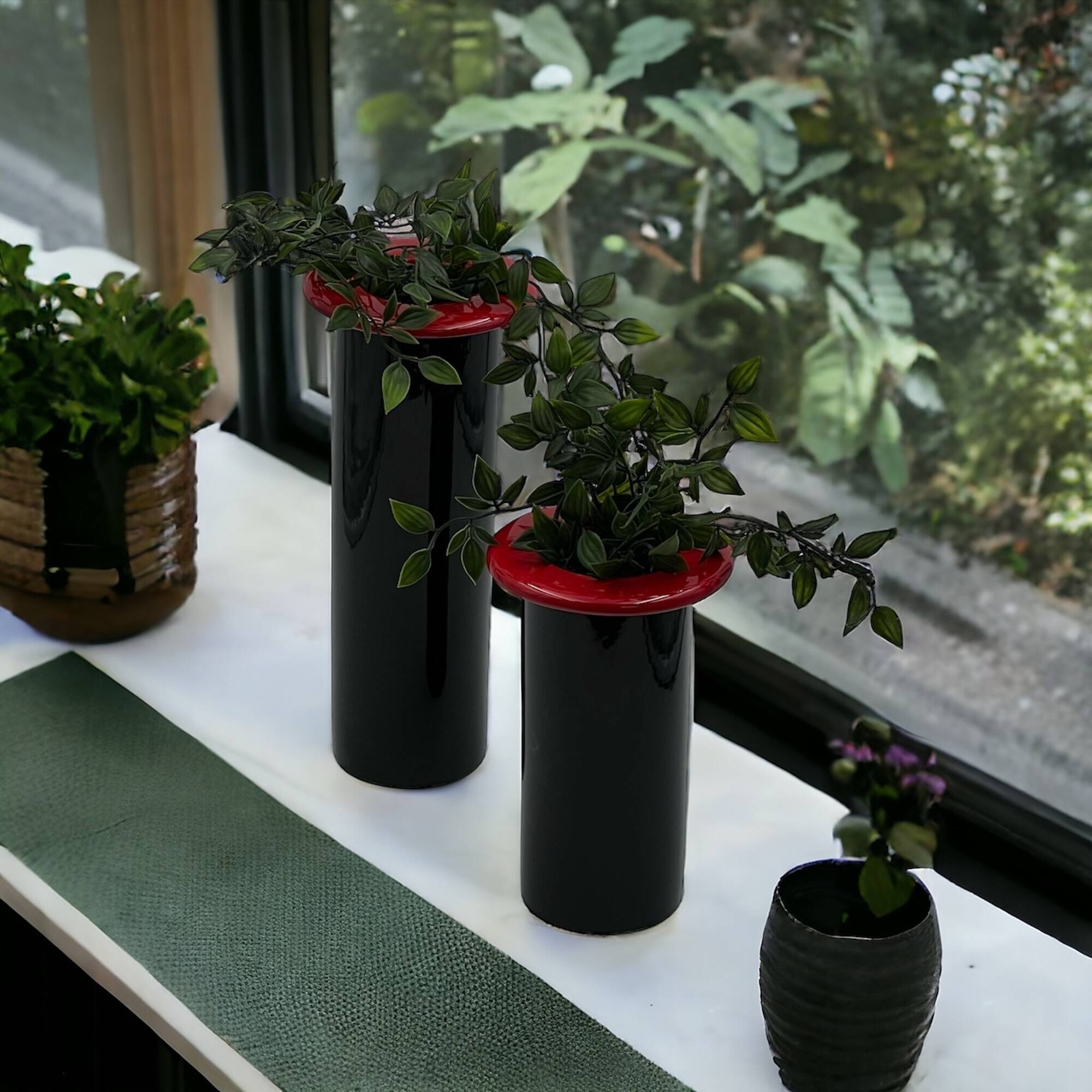 80s Design Ceramic Vases - Modern Vintage Home Decor Made in Italy – set of 2