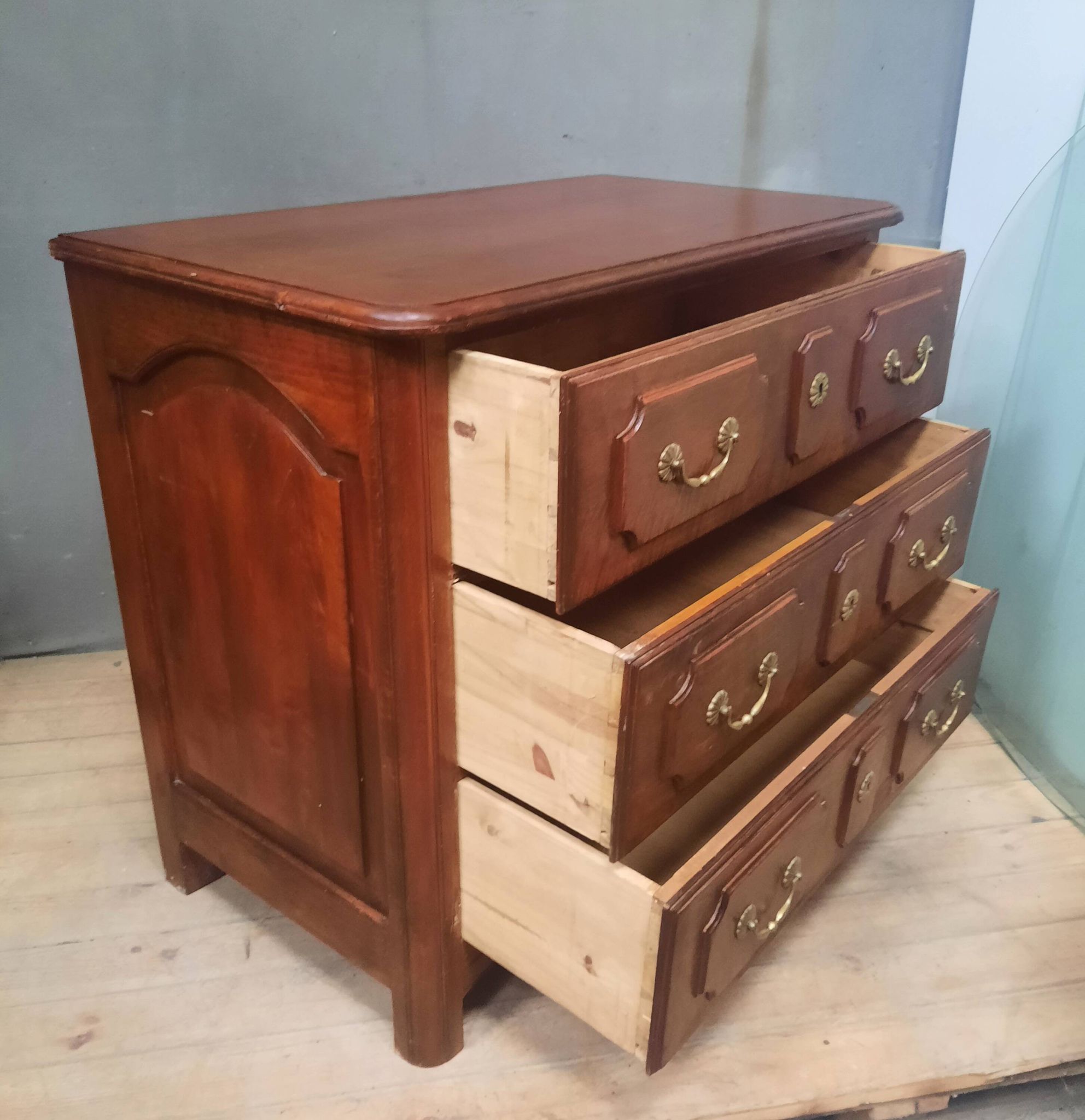 Louis XIV style commode in natural wood